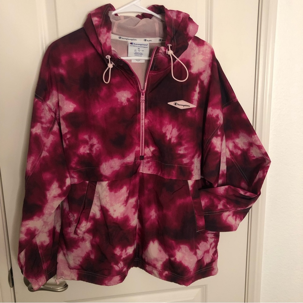 Champion jacket tie dye rare Hoodie jacket Pink M - Picture 1 of 11